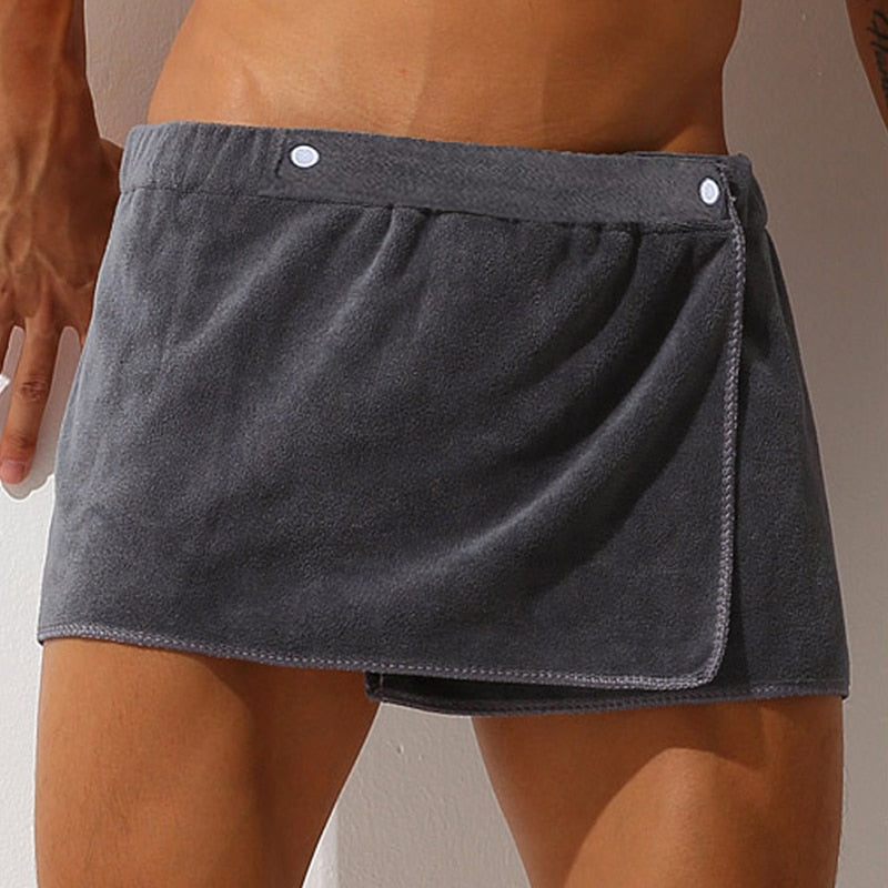 WaistRag - Men Soft Microfiber Wearable Bath Towel Short Pants - sepolia shop