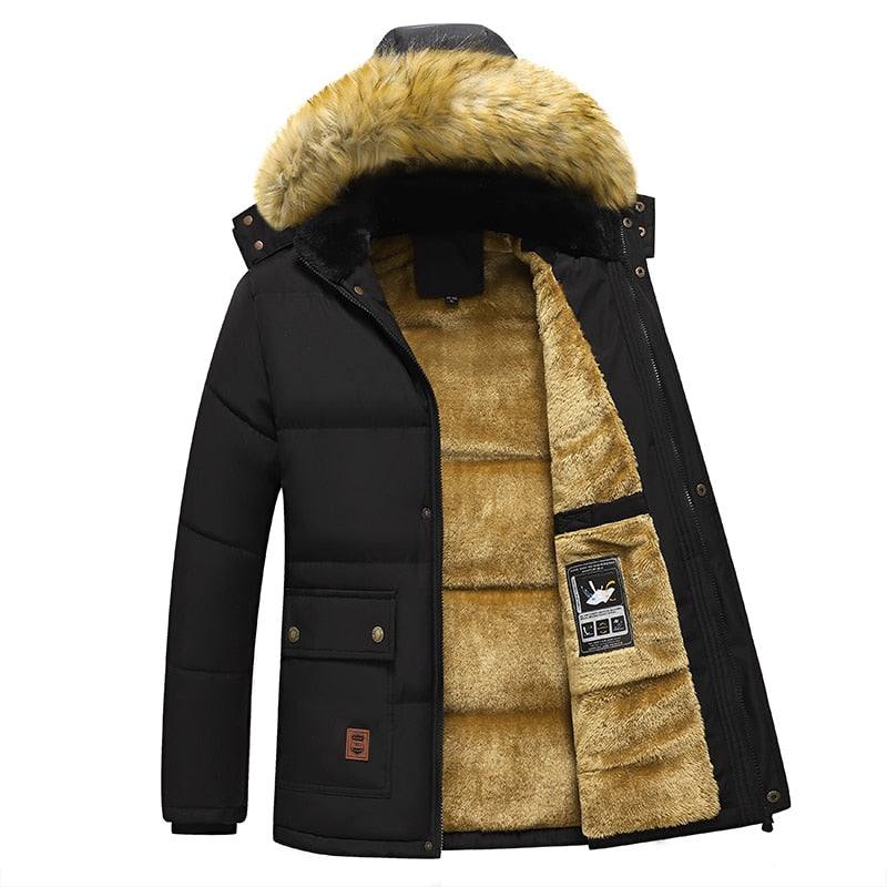 ZEN New Fleece Lined Thick Fur Collar Coat