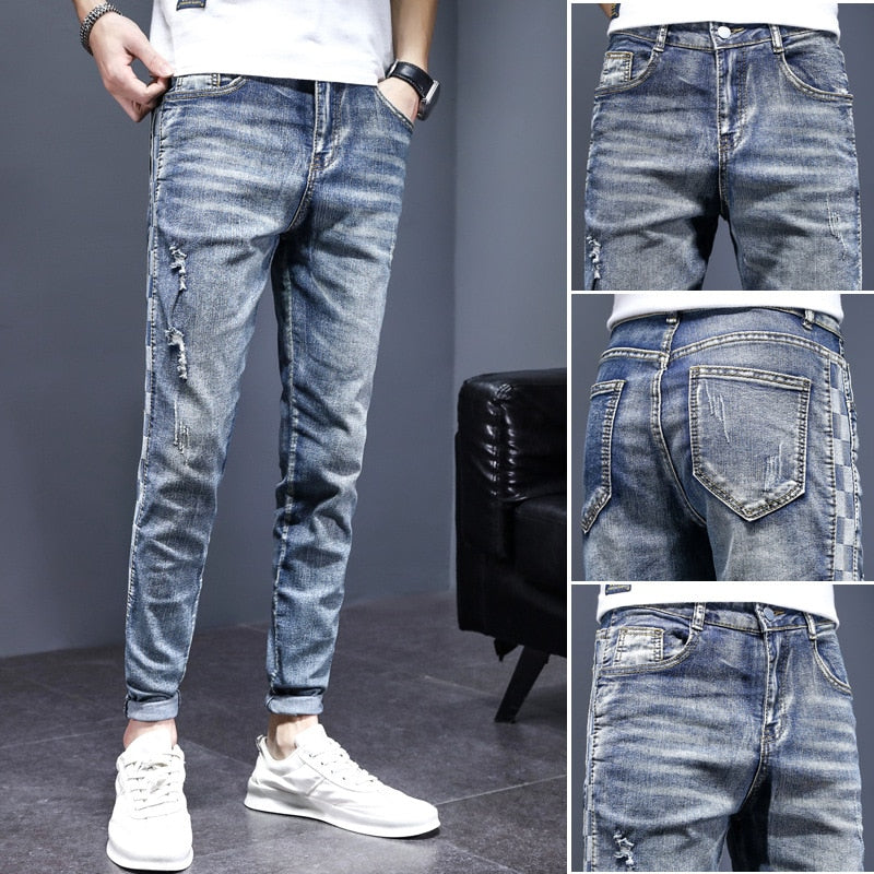 DESIGN TOP | Stretch Skinny Ripped Fashion Men Slim Luxury  Jeans - sepolia shop