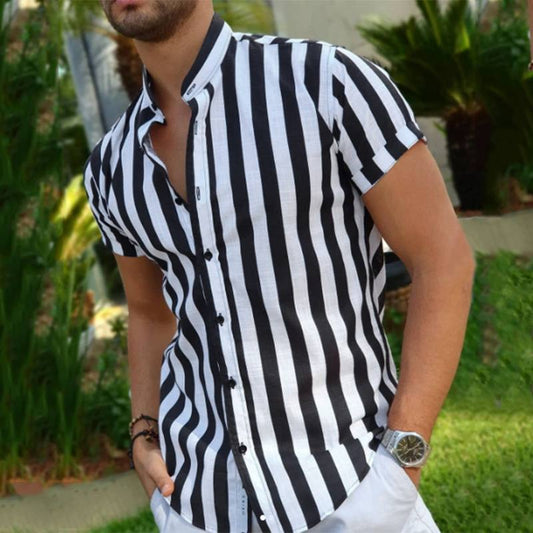 Loco Lapel Button Stripe Vintage Shirt