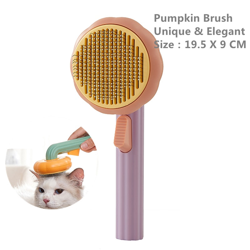 Pumpkin Grooming Brush Self Cleaning Slicker comb - sepolia shop