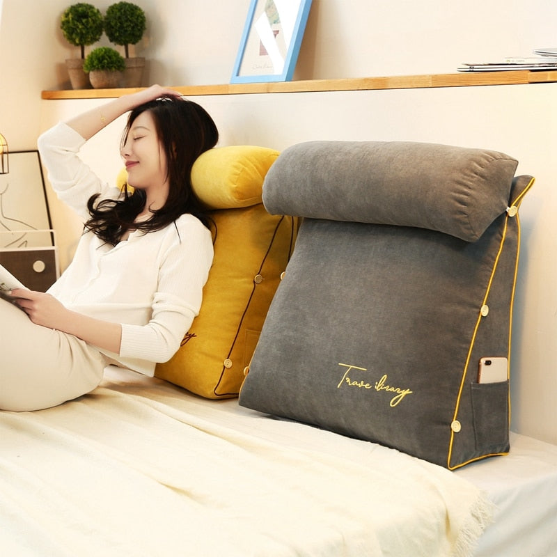 TriPuff - Triangle Reading Pillow Sofa Waist Cushion Pillow Soft Back Rest - sepolia shop