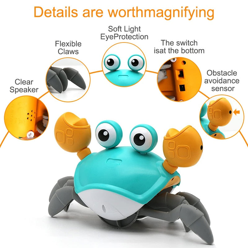 Baby Toys Interactive Cute Sensing Crawling Crab - sepolia shop