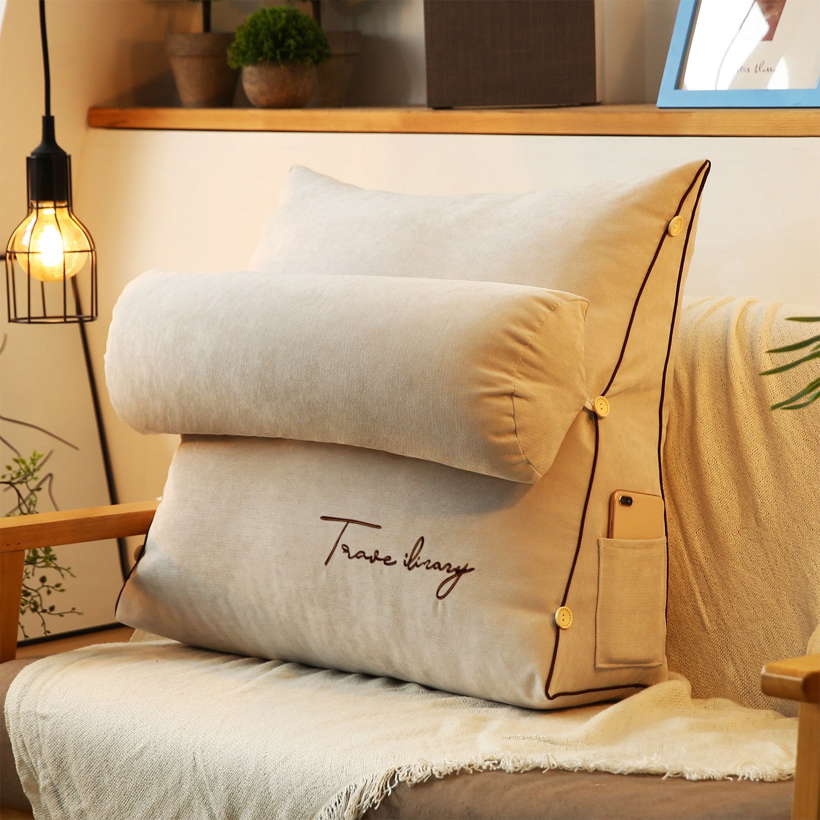 TriPuff - Triangle Reading Pillow Sofa Waist Cushion Pillow Soft Back Rest - sepolia shop