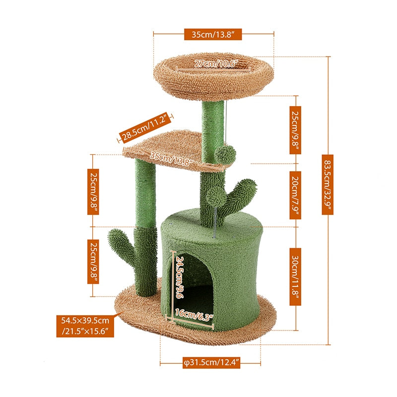 Cactus Cat Scratching Play house Tree - sepolia shop